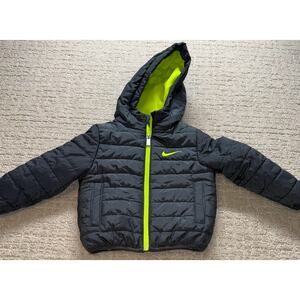 Nike Jacket Kids Size 2T Gray Winter Puffer Hooded Fleece Lined Just Do It